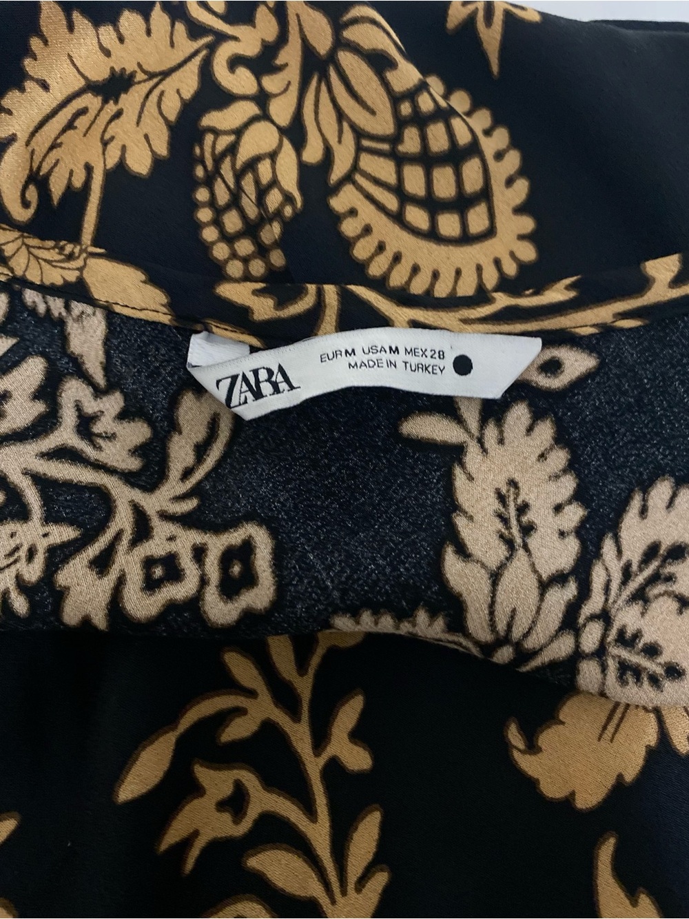 Zara  wrap Black Maxi Dress with Gold Floral Print - Picture 5 of 5